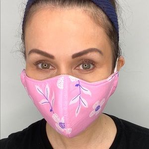 Pink 3 layer quilted face mask